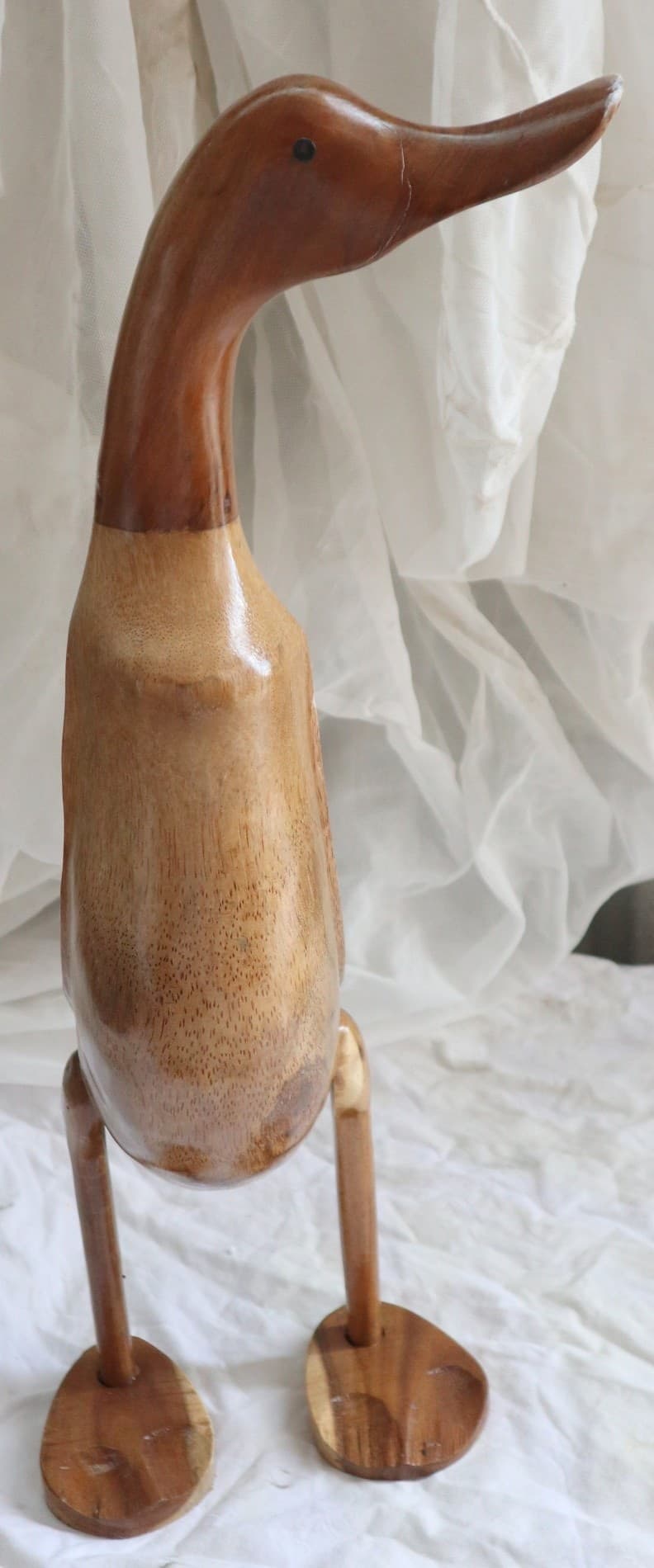 Papera Oca in Legno di Teak e Cocco Fatta a Mano - Arte Indonesiana - 2