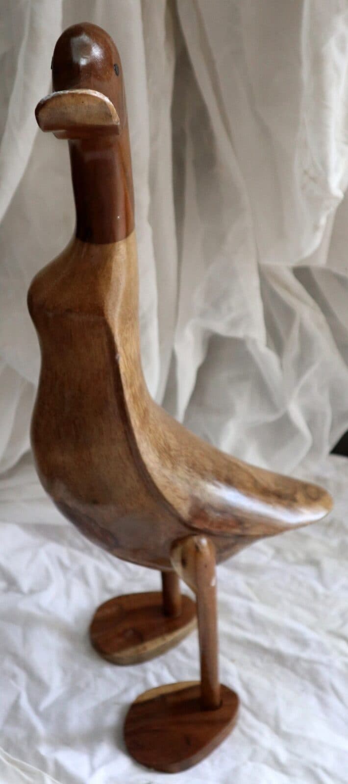 Papera Oca in Legno di Teak e Cocco Fatta a Mano - Arte Indonesiana - 6