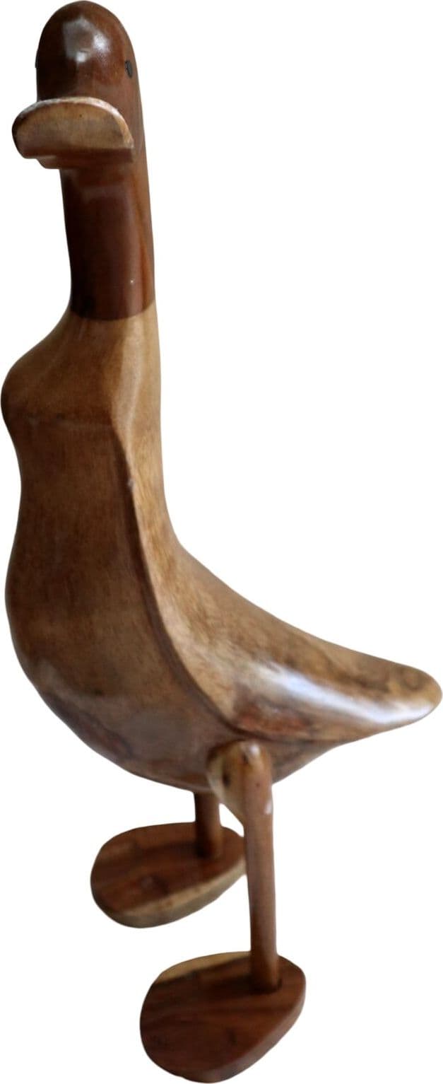 Papera Oca in Legno di Teak e Cocco Fatta a Mano - Arte Indonesiana - 7