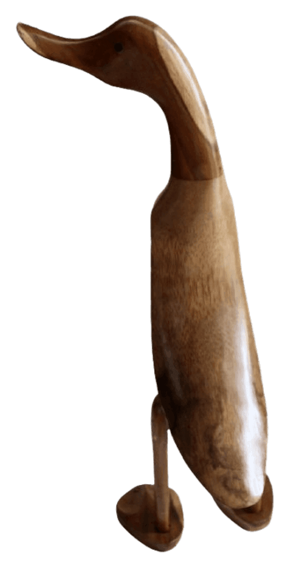 Papera Oca in Legno di Teak e Cocco Fatta a Mano - Arte Indonesiana - 9