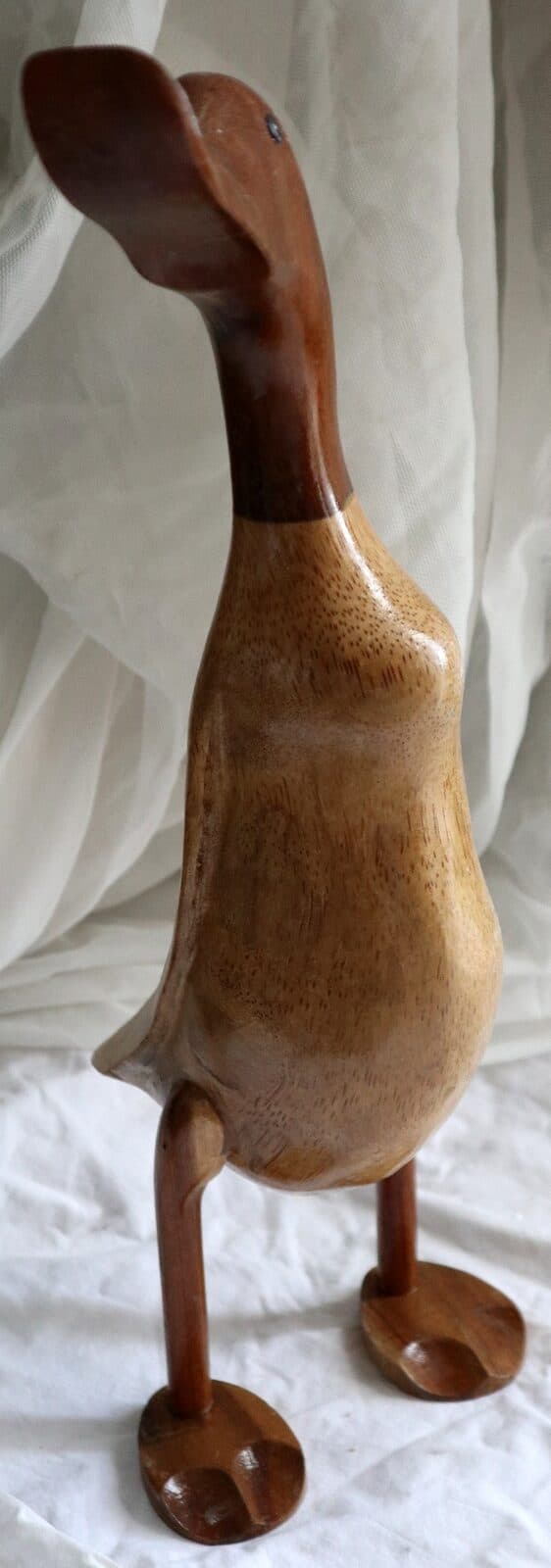Papera Oca in Legno di Teak e Cocco Fatta a Mano - Arte Indonesiana cm 45 - 2