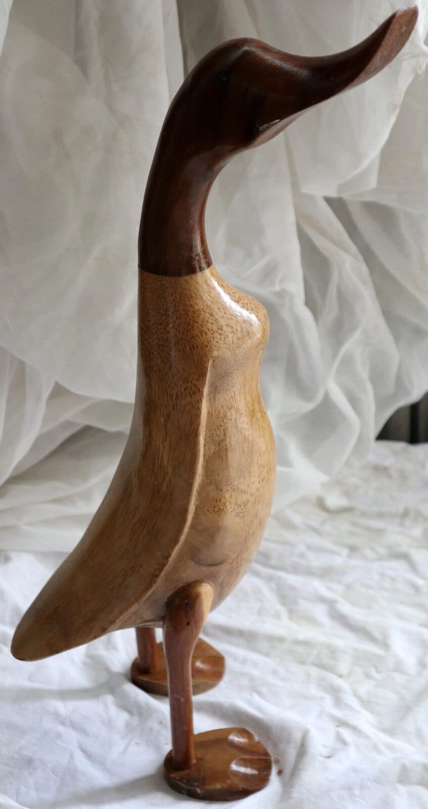 Papera Oca in Legno di Teak e Cocco Fatta a Mano - Arte Indonesiana cm 45 - 3