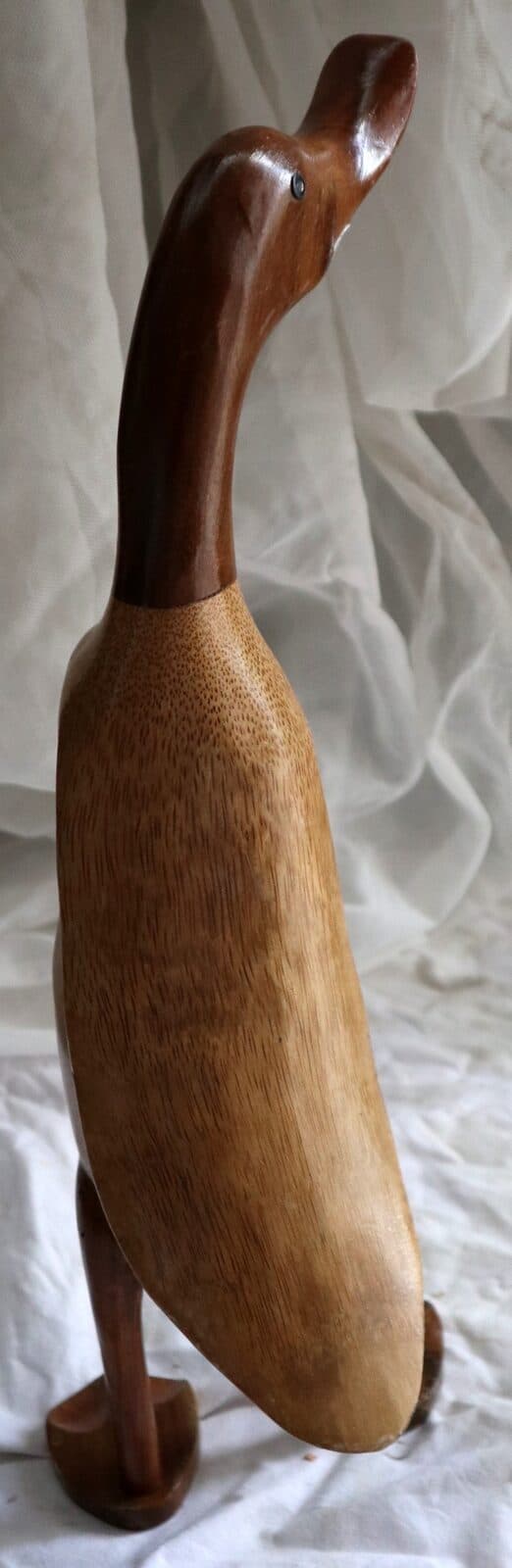 Papera Oca in Legno di Teak e Cocco Fatta a Mano - Arte Indonesiana cm 45 - 5