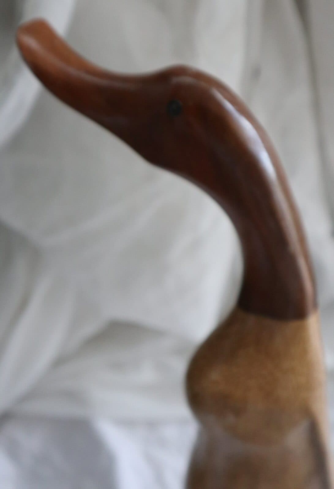 Papera Oca in Legno di Teak e Cocco Fatta a Mano - Arte Indonesiana cm 45 - 7