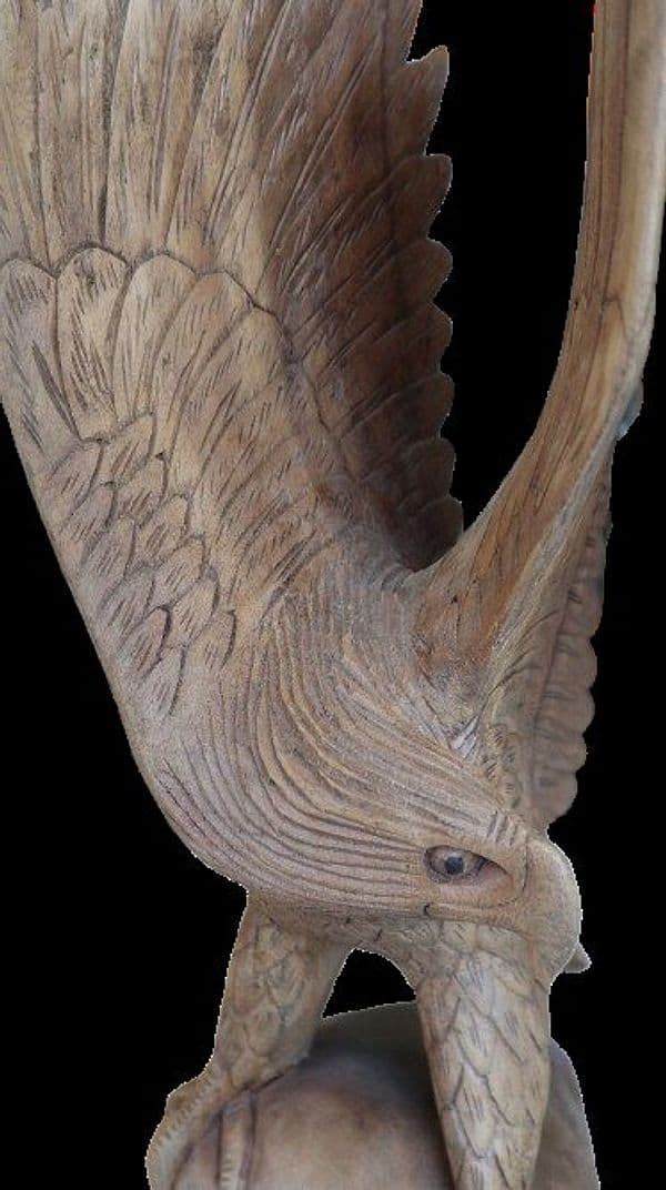 Scultura Aquila in Legno di Suar 50 cm – Realizzata a Mano in Indonesia - 5