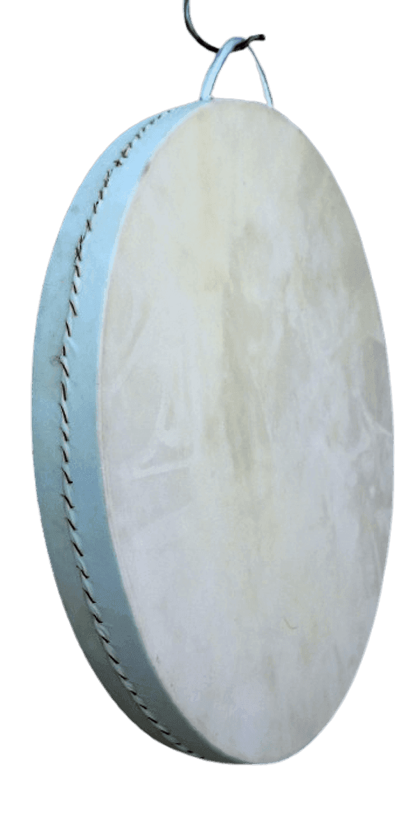 Tamburo Oceanico in Pelle Ø30 cm Realizzato a Mano in Indonesia – Strumento Etnico per Meditazione, Yoga e Arredo Es - 5
