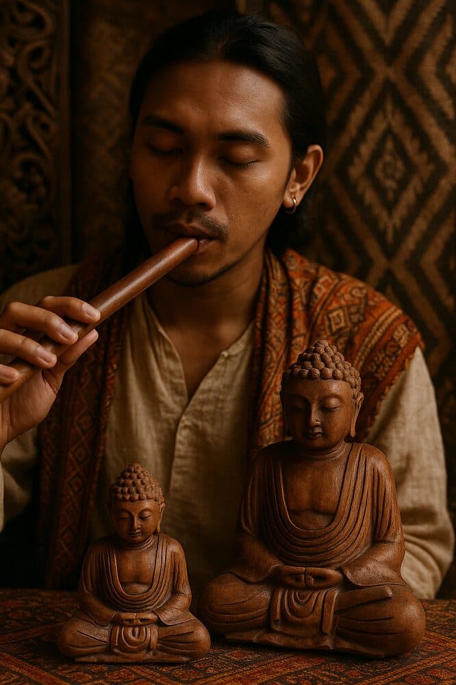 Statua Buddha in Legno di Suar 16 cm – Scultura Etno Chic Artigianale Indonesiana - 2