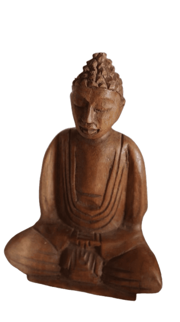 Statua Buddha in Legno di Suar 16 cm – Scultura Etno Chic Artigianale Indonesiana - 4
