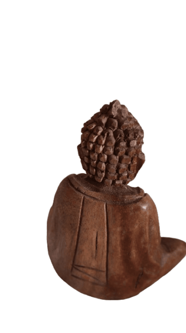 Statua Buddha in Legno di Suar 16 cm – Scultura Etno Chic Artigianale Indonesiana - 7