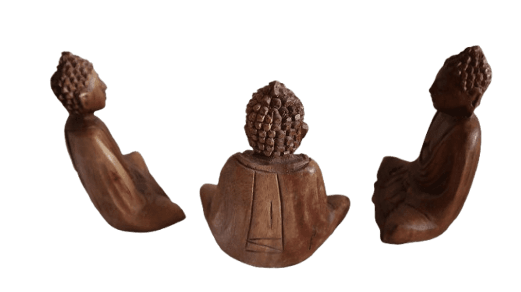 Statua Buddha in Legno di Suar 16 cm – Scultura Etno Chic Artigianale Indonesiana - 8