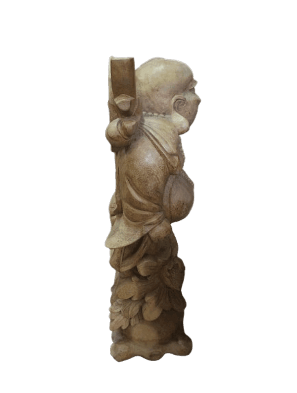 Statua Buddha della Felicità in Legno Massello | Intaglio Artigianale 81 cm - 4