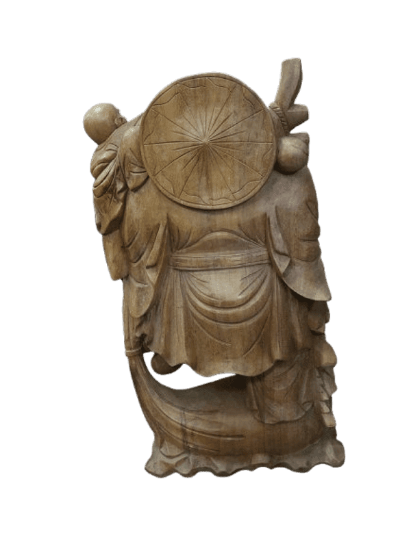 Statua Buddha della Felicità in Legno Massello | Intaglio Artigianale 81 cm - 5