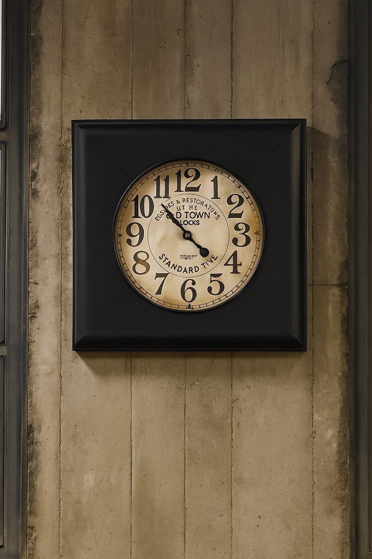 Orologio da Parete Industriale Vintage in Metallo Brunito 60x60cm – Replica d’Epoca - 2