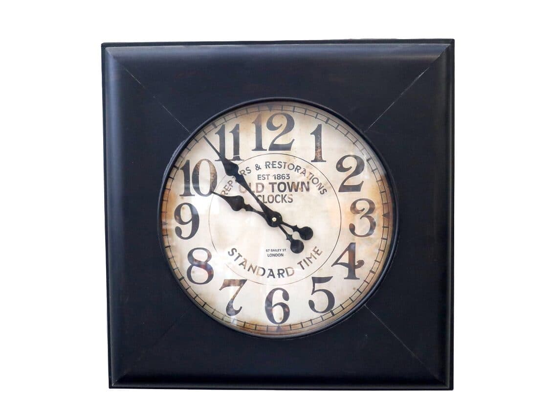 Orologio da Parete Industriale Vintage in Metallo Brunito 60x60cm – Replica d’Epoca - 3