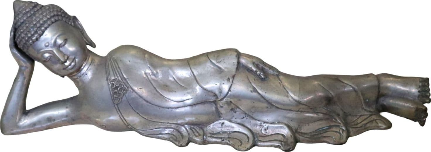 Statua Buddha Sdraiato in Metallo – Arte Indonesiana cm 63z13z20h - 2