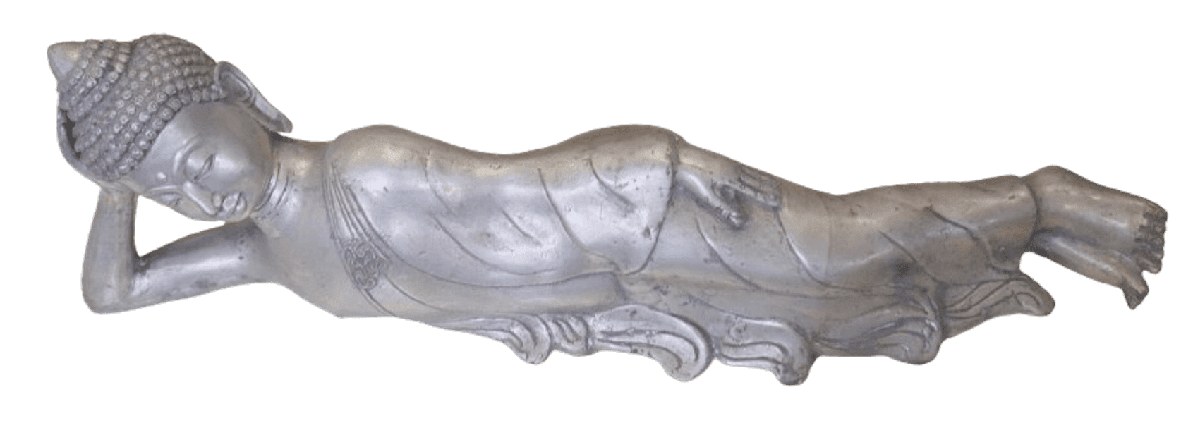 Statua Buddha Sdraiato in Metallo – Arte Indonesiana cm 63z13z20h - 4