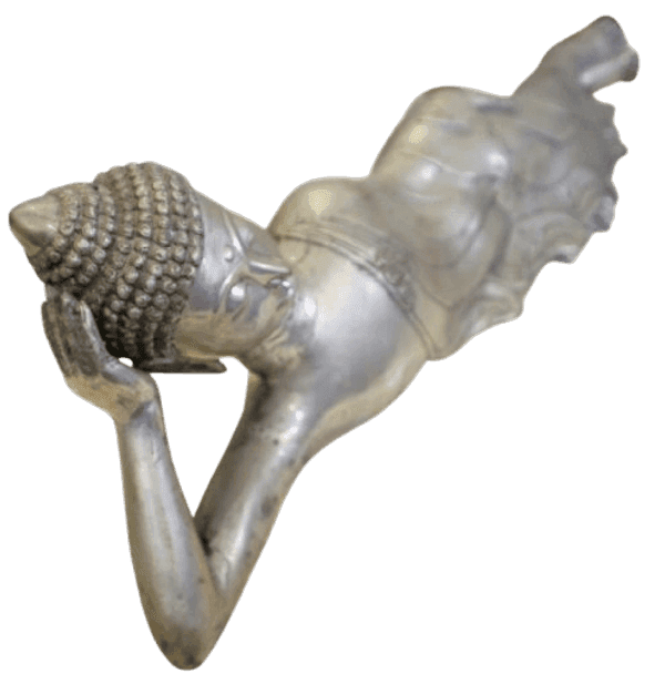 Statua Buddha Sdraiato in Metallo – Arte Indonesiana cm 63z13z20h - 8