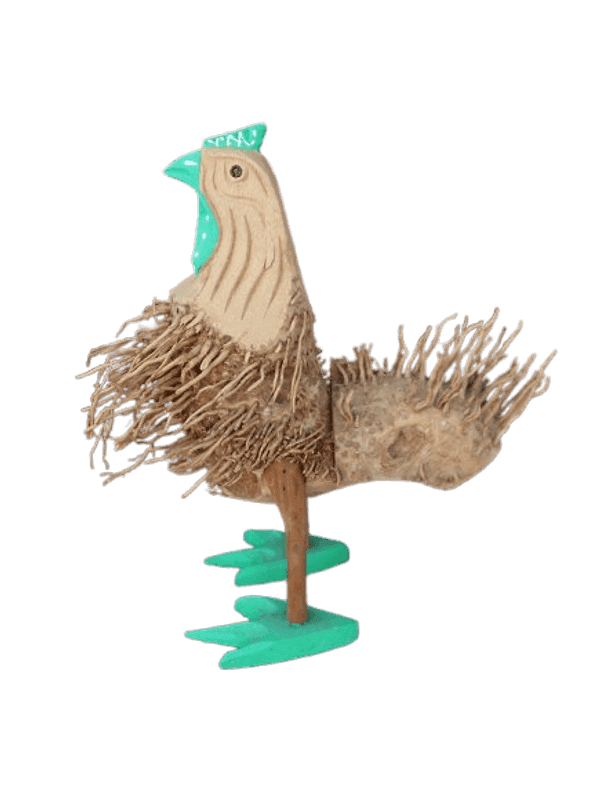🐓 Tris Galli Decorativi in Legno – Artigianato Rustico Colorato da Collezione - 5