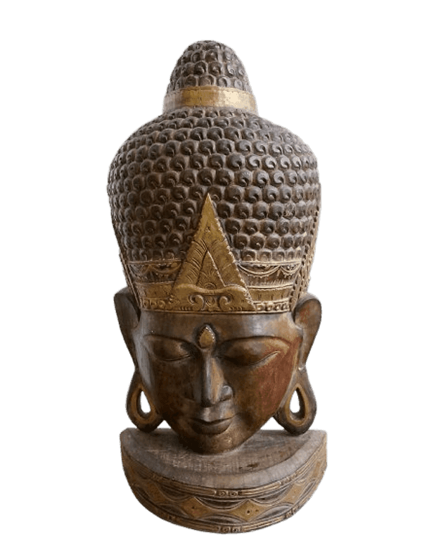 Testa di Buddha in legno scolpito a mano 83 cm – Arte etnica - 2