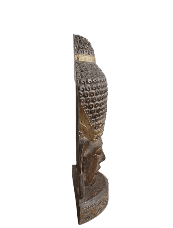 Testa di Buddha in legno scolpito a mano 83 cm – Arte etnica - 5