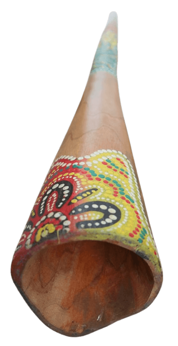 Didgeridoo in legno decorato con tecnica aborigena – cm 150 – Fatto a mano in Indonesia - 7