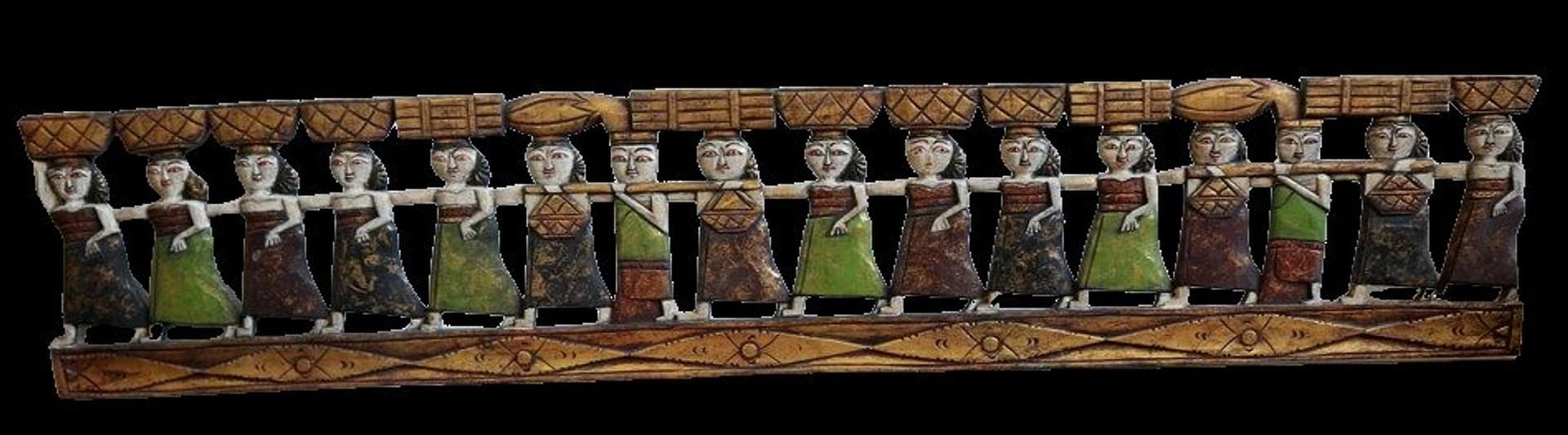 Pannello in legno intagliato e dipinto a mano – Arte Indonesiana autentica - 3