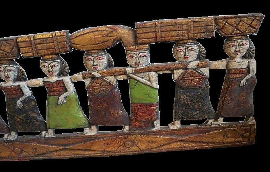 Pannello in legno intagliato e dipinto a mano – Arte Indonesiana autentica - 4