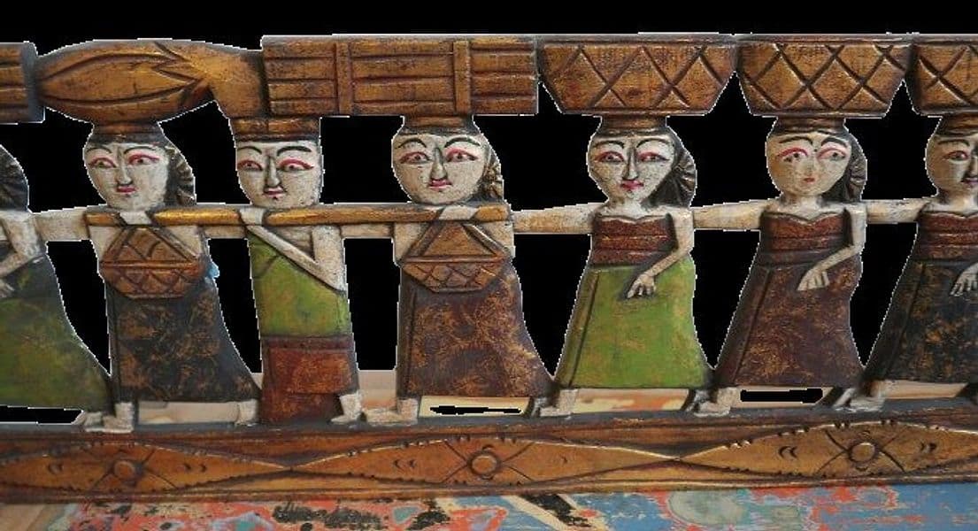 Pannello in legno intagliato e dipinto a mano – Arte Indonesiana autentica - 5