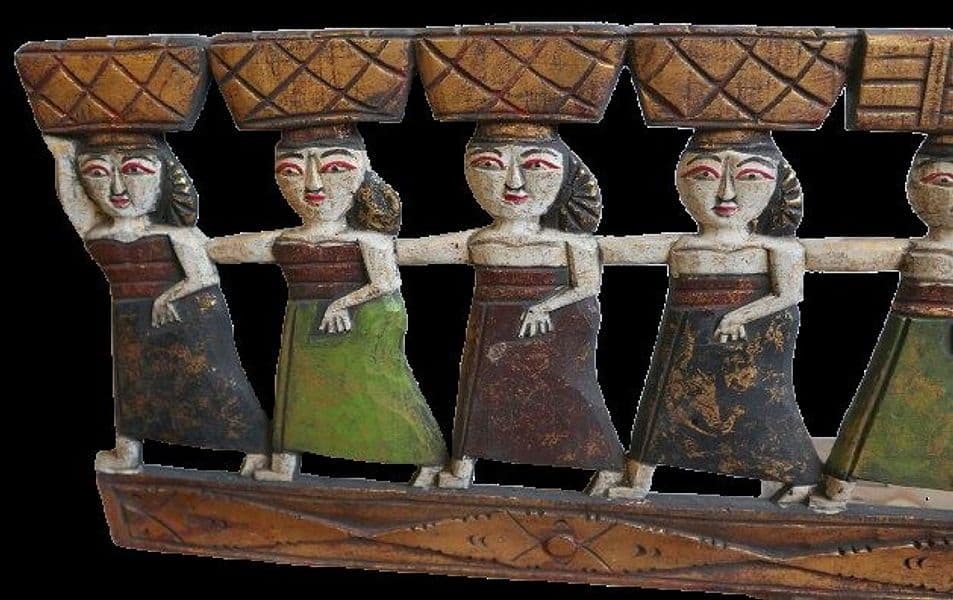 Pannello in legno intagliato e dipinto a mano – Arte Indonesiana autentica - 6