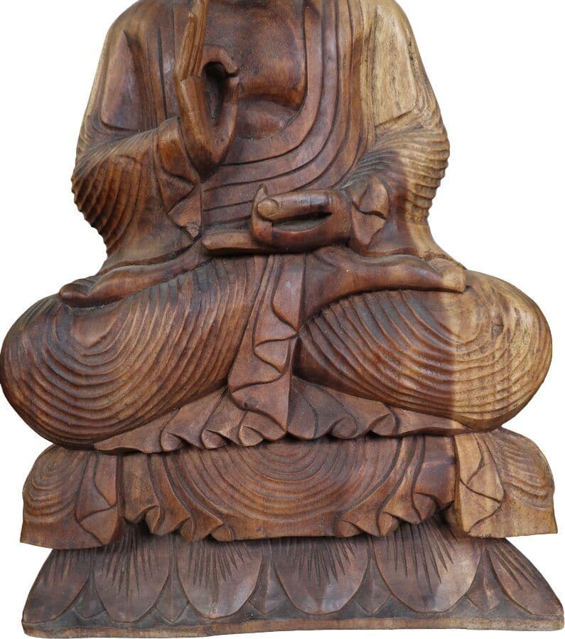 Statua Buddha in Legno Massello Suar – Realizzata a Mano in Indonesia – 60 cm – Arte Orientale Zen - 4