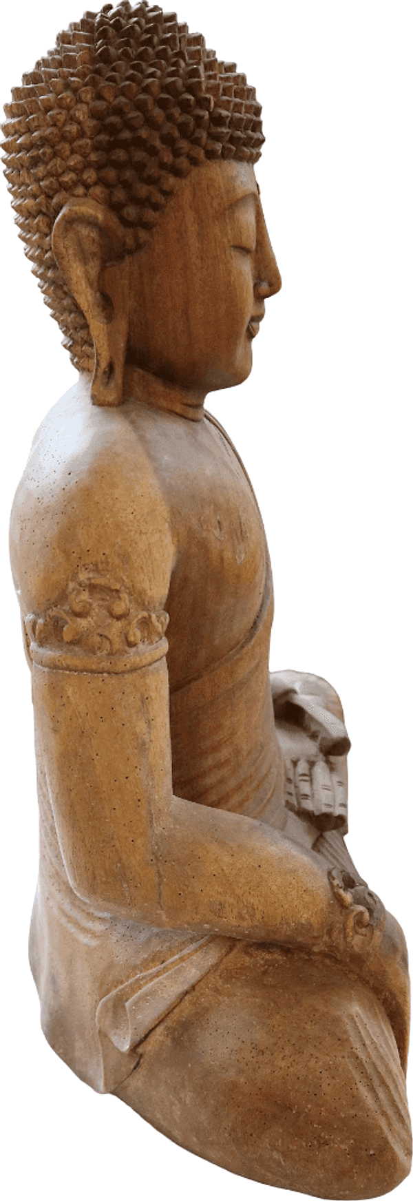 Statua Buddha in Legno Suar di Bali 45 cm – Scultura Artigianale Zen Realizzata a Mano - 5