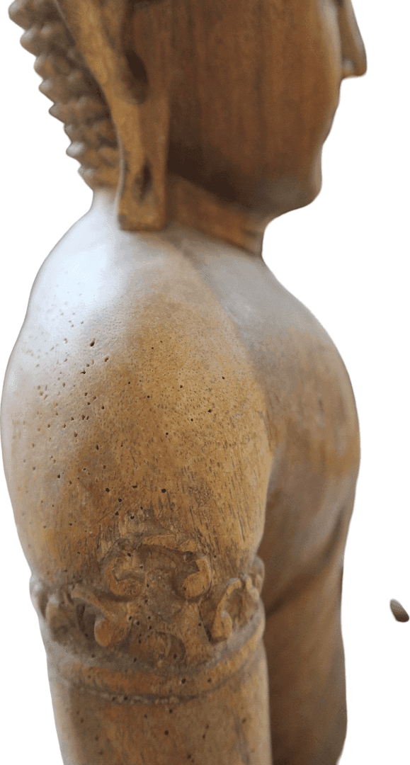 Statua Buddha in Legno Suar di Bali 45 cm – Scultura Artigianale Zen Realizzata a Mano - 6