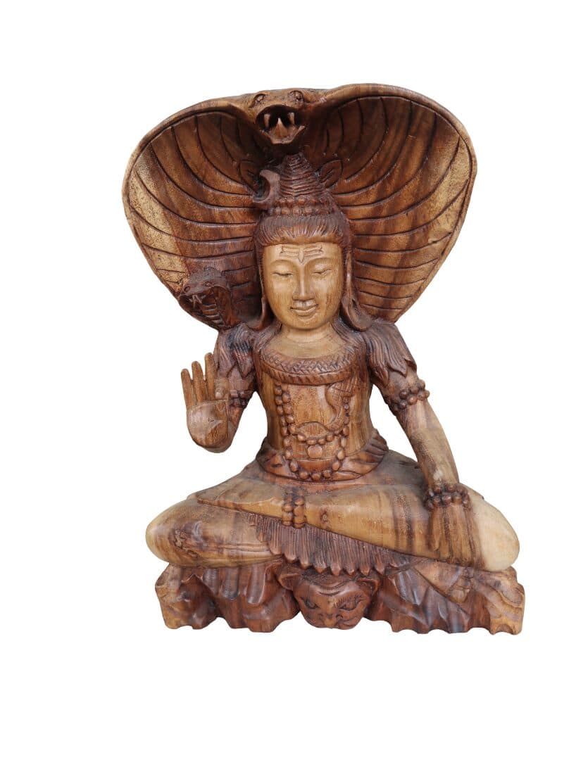 Statua di Shiva in Legno Massello 30x18x42 cm – Scultura Spirituale Artigianale Realizzata a Mano in Indonesia - 3