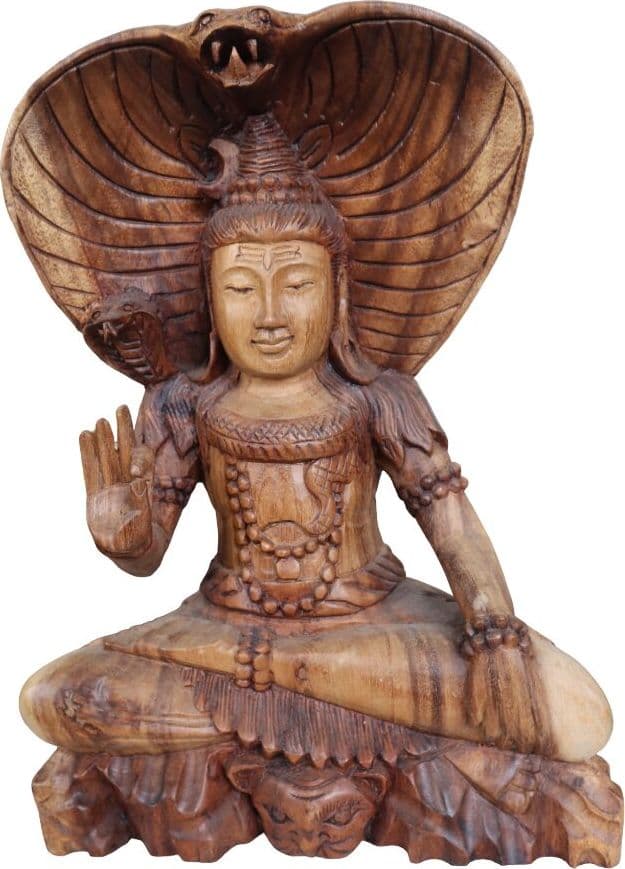 Statua di Shiva in Legno Massello 30x18x42 cm – Scultura Spirituale Artigianale Realizzata a Mano in Indonesia - 4
