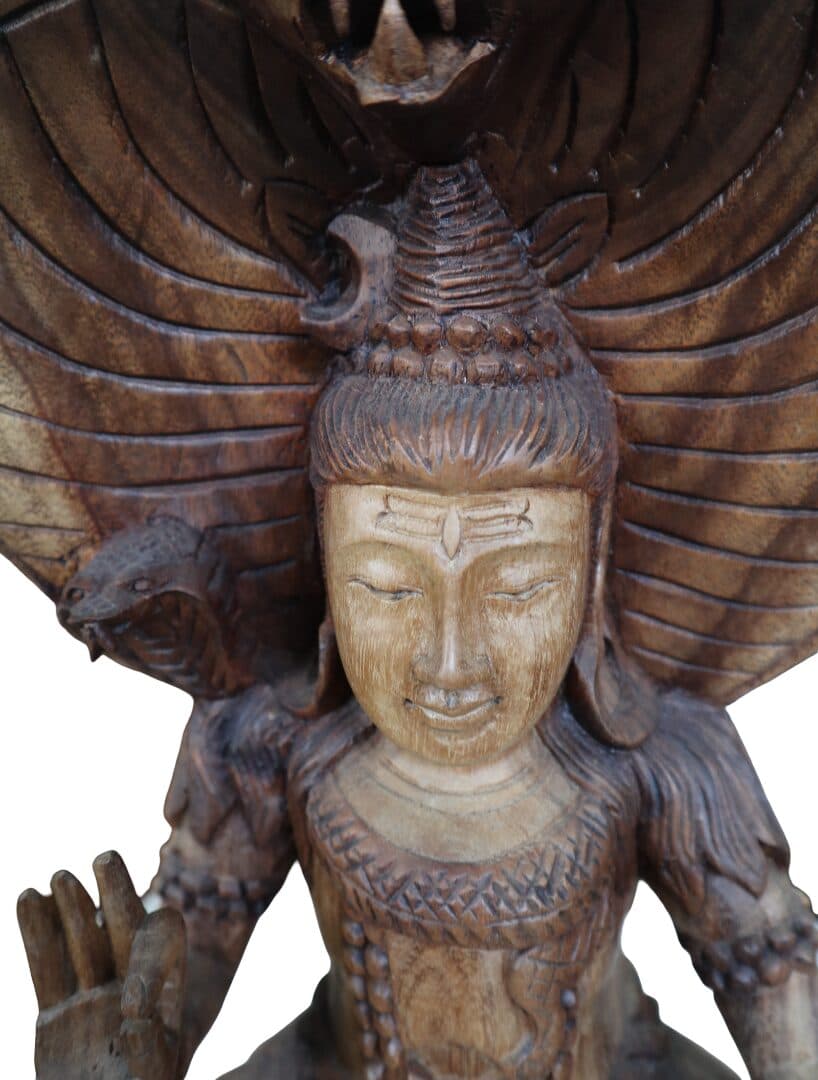 Statua di Shiva in Legno Massello 30x18x42 cm – Scultura Spirituale Artigianale Realizzata a Mano in Indonesia - 5