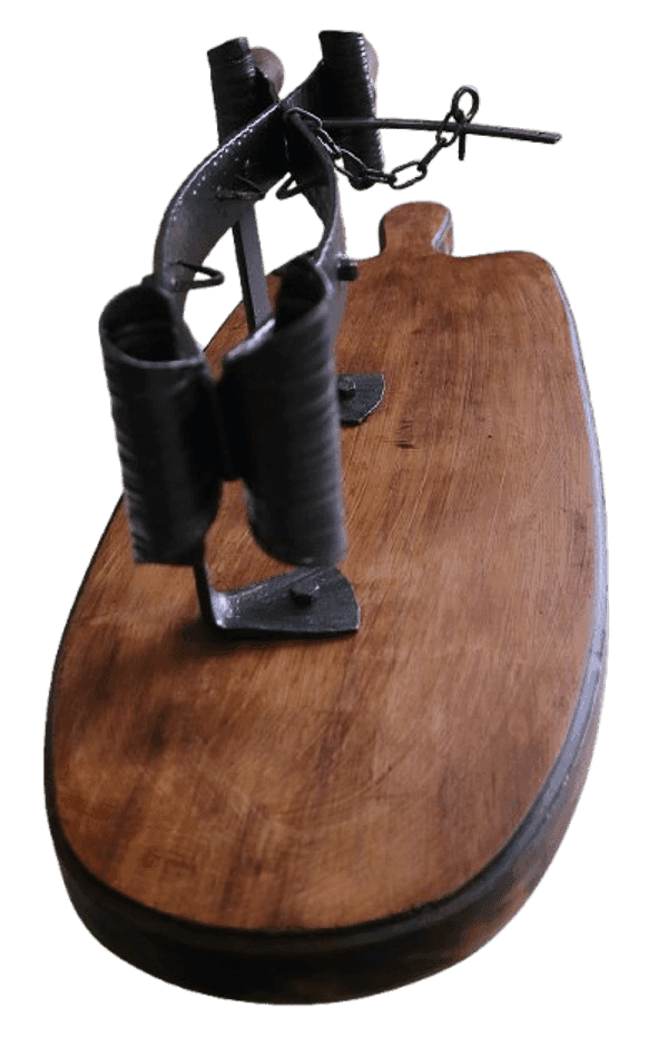 Tagliaprosciutto in Ferro Battuto con Base in Legno 69 cm – Arredo rustico vintage - 4