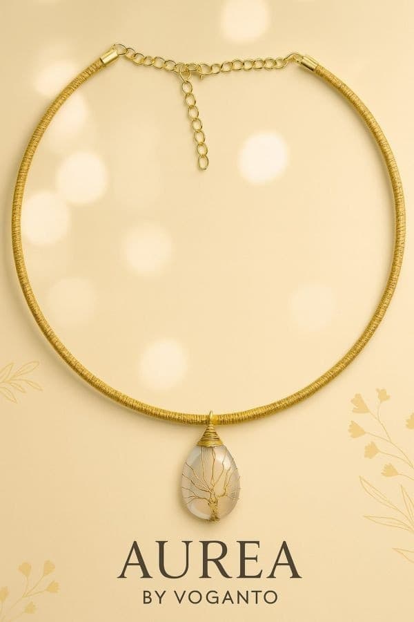 Collana AUREA – Albero della Vita in Opalite e Girocollo Rigido in Capim Dourado Voganto - 2