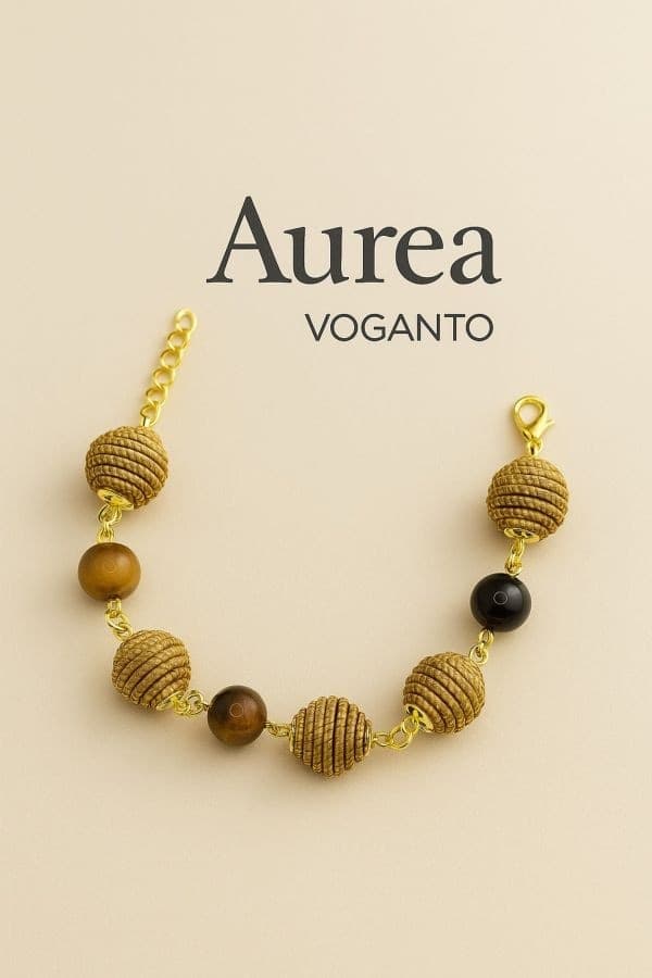 bracciale AUREA – Occhio di Tigre e Capim Dourado Voganto sfere - 2
