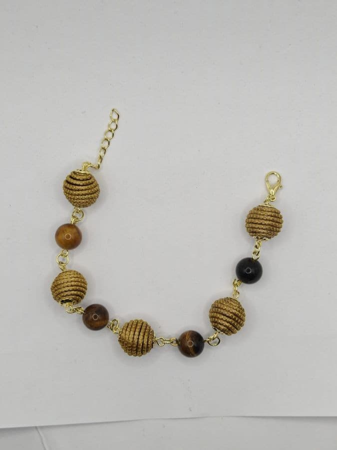 bracciale AUREA – Occhio di Tigre e Capim Dourado Voganto sfere - 4