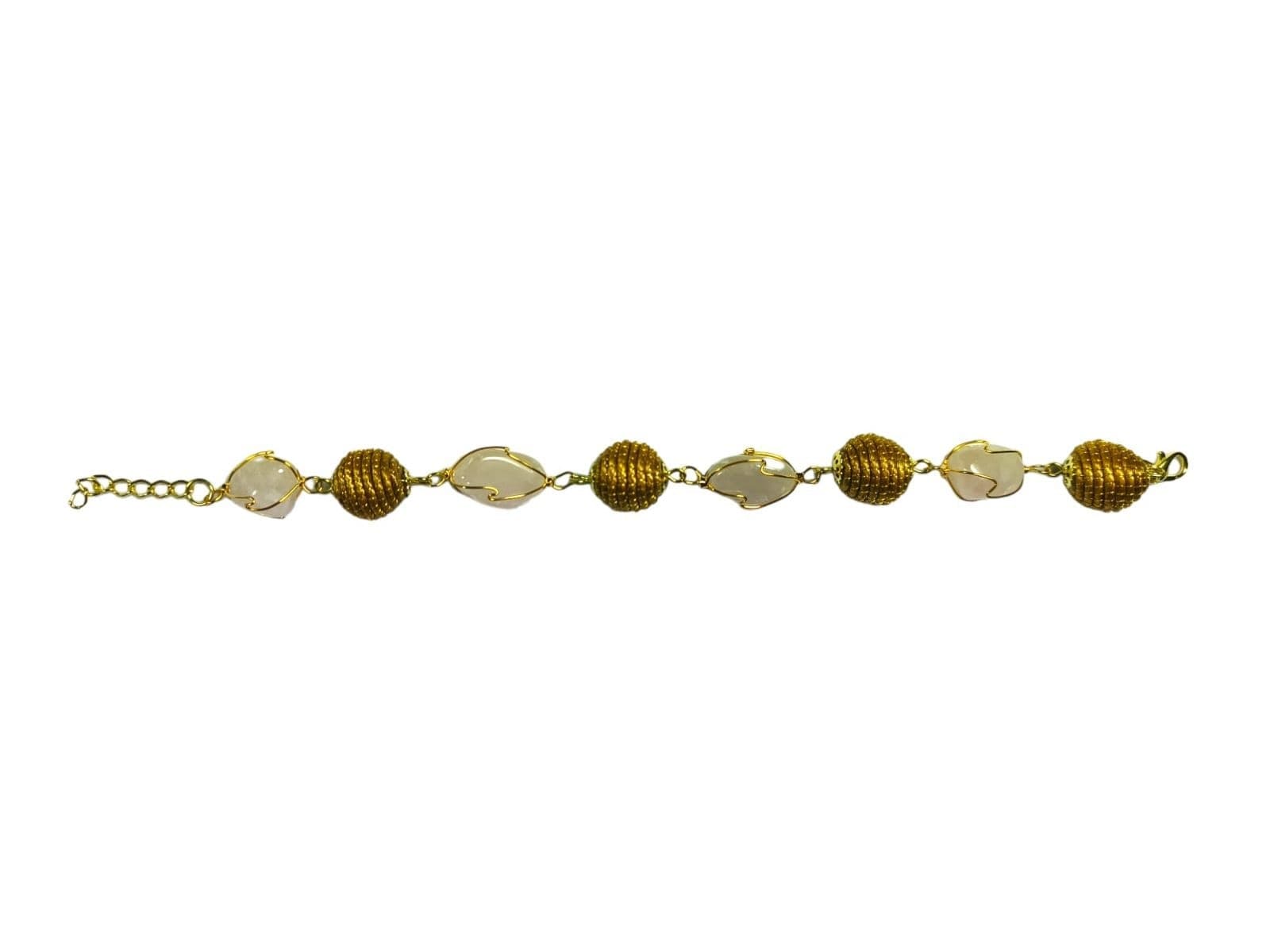 Bracciale AUREA – quarzo rosa e Capim Dourado Voganto sfere - 2