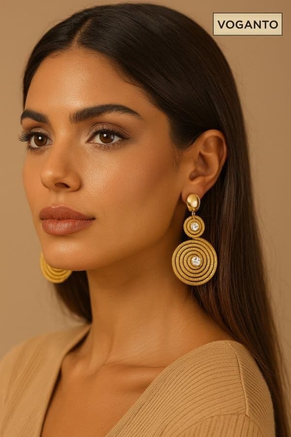Aurea Tondi – Orecchini in Oro Vegetale (Capim Dourado) con Doppio Zircone Voganto - 2