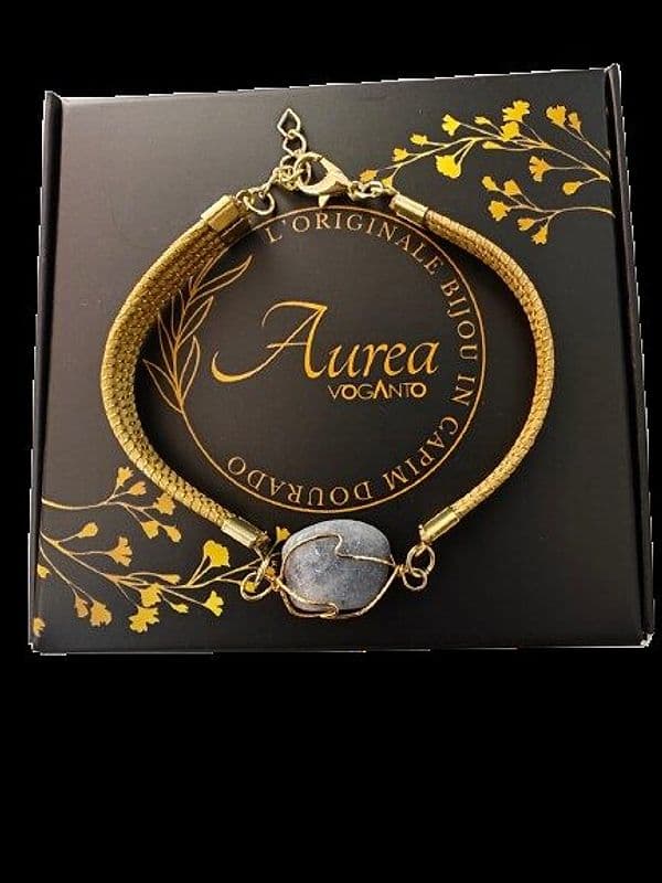 Aurea – Bracciale in Oro Vegetale (Capim Dourado) con Ametista Centrale Voganto - 3