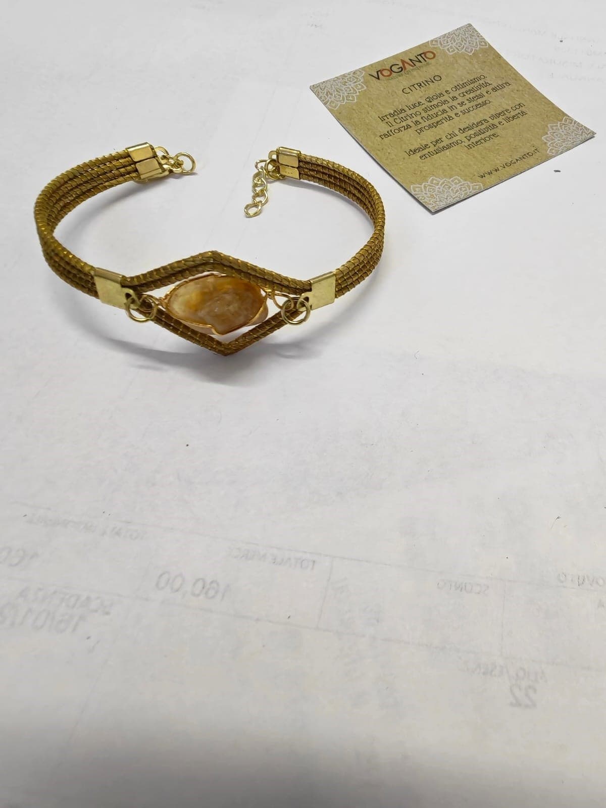 Aurea – Bracciale in Oro Vegetale (Capim Dourado) con Citrino Giallo Centrale Voganto - 2