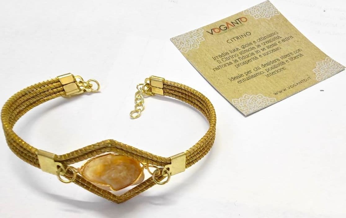 Aurea – Bracciale in Oro Vegetale (Capim Dourado) con Citrino Giallo Centrale Voganto - 3