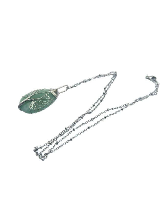 Ciondolo a Goccia Albero della Vita in Argento con Avventurina Verde – Gioiello Artigianale con Scatola - 4