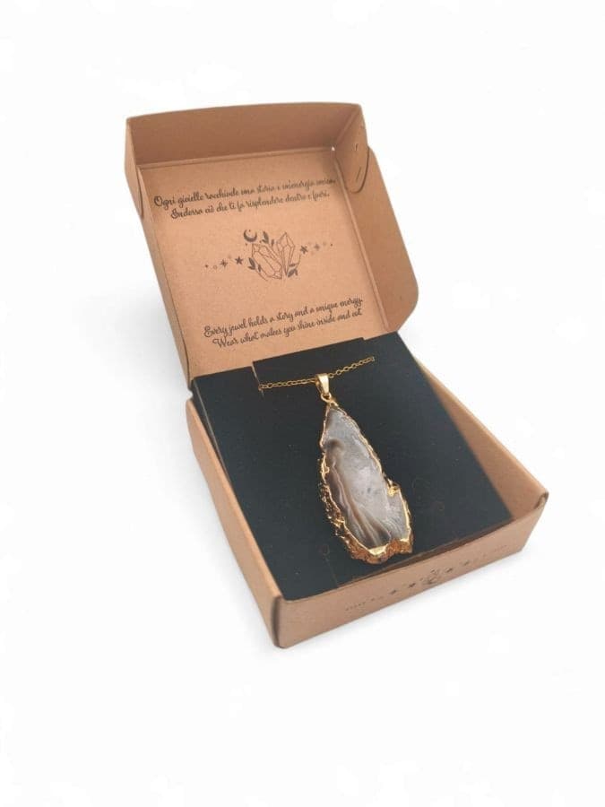 Collana con Agata Grezza – Gioiello Naturale Fatto a Mano con Scatola - 3