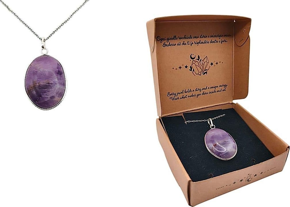 Collana con Ametista Viola Chiaro Ovale – Gioiello Artigianale con Scatola - 7