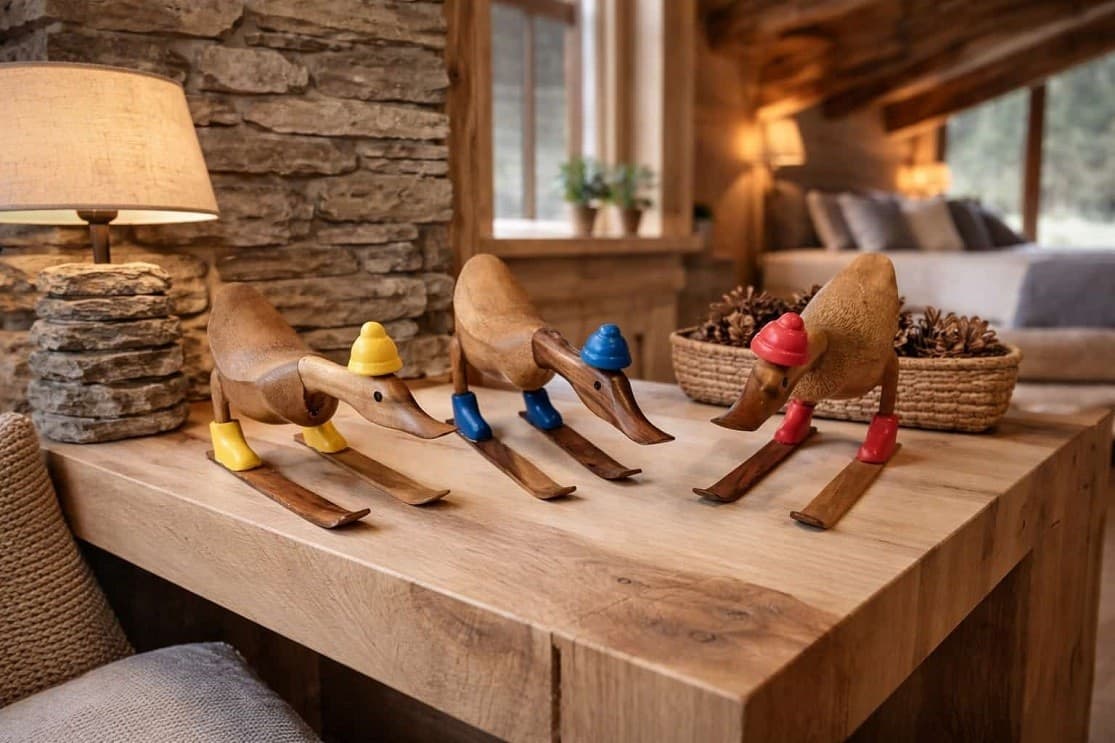🦆 Papera Decorativa in Legno di Teak – Manufatto Artigianale Indonesiano - 2