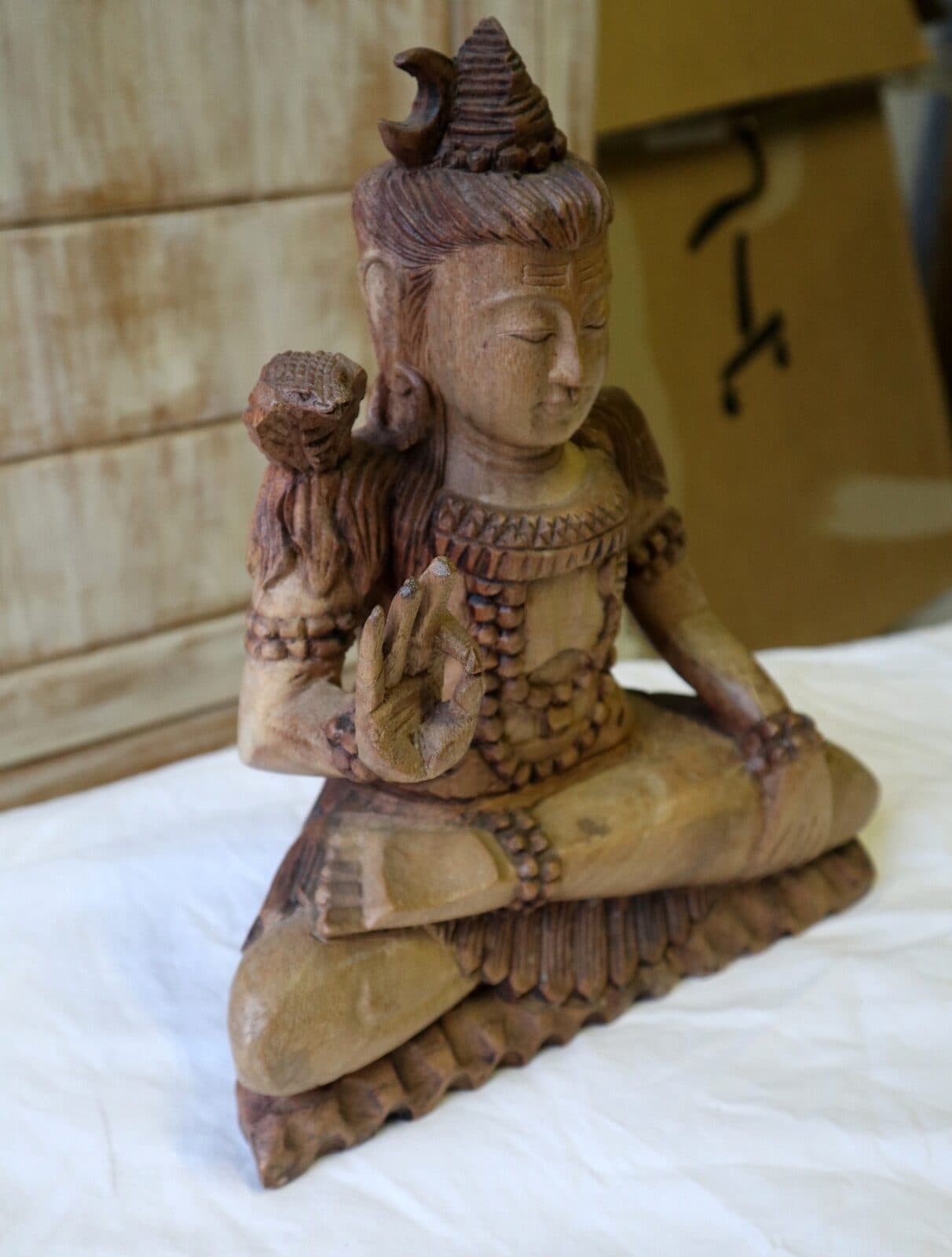 🕉️ Scultura di Shiva in Legno di Suar / Noce Indiano – Artigianato Indonesiano - 3