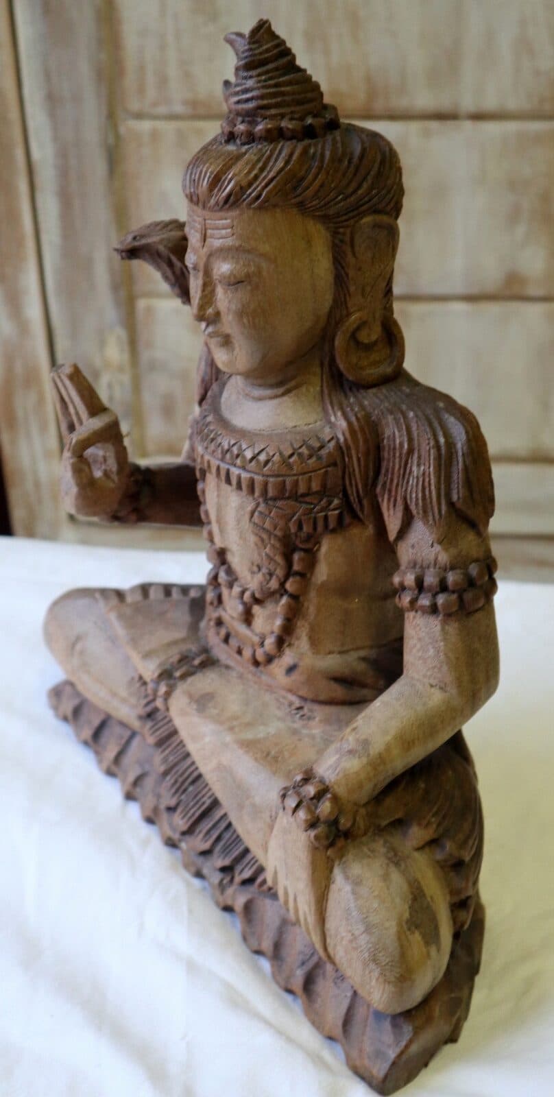 🕉️ Scultura di Shiva in Legno di Suar / Noce Indiano – Artigianato Indonesiano - 4